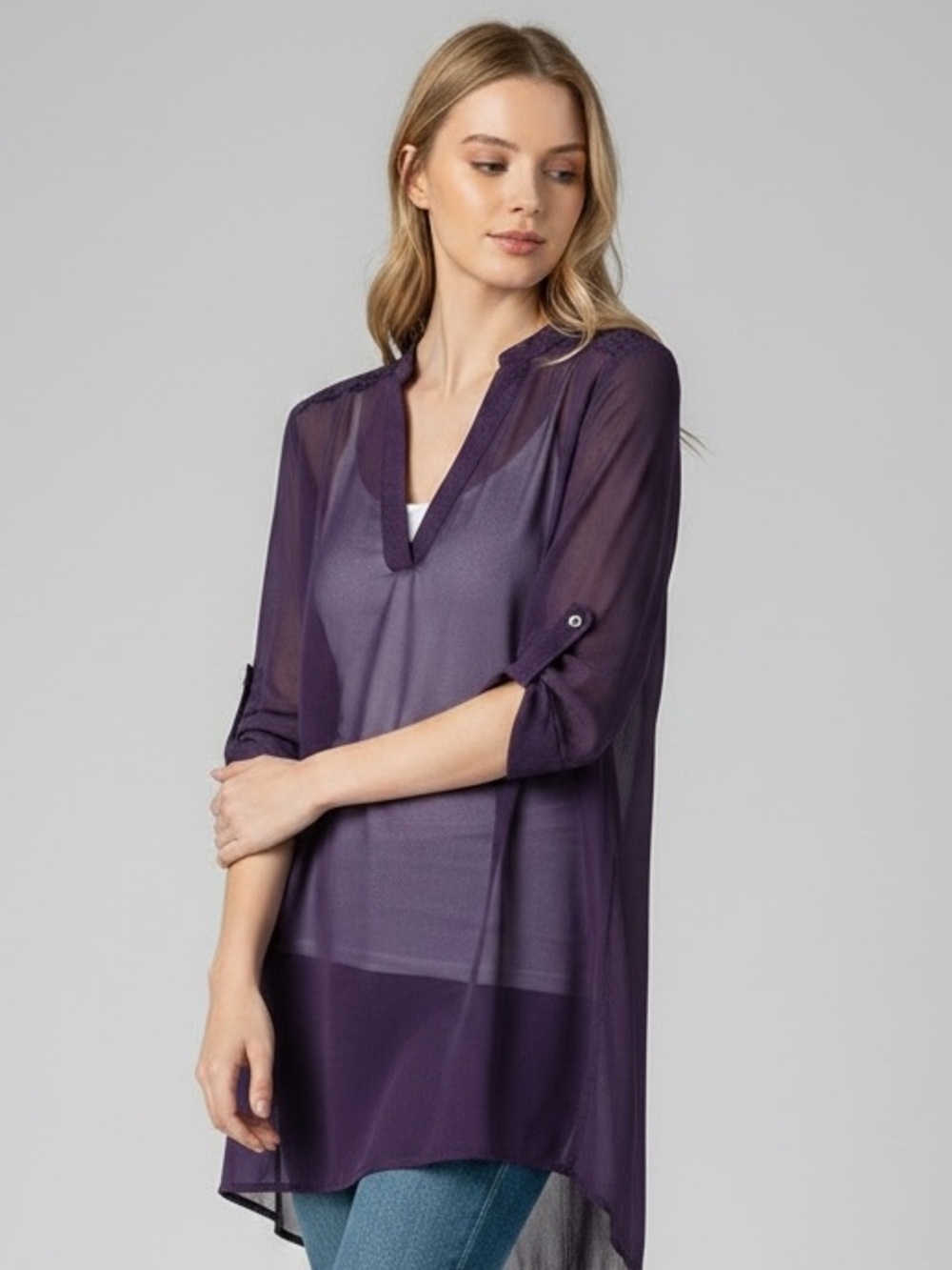 Sexy Sheer Amethyst Tunic Top from Rue 21 Size Medium EUC